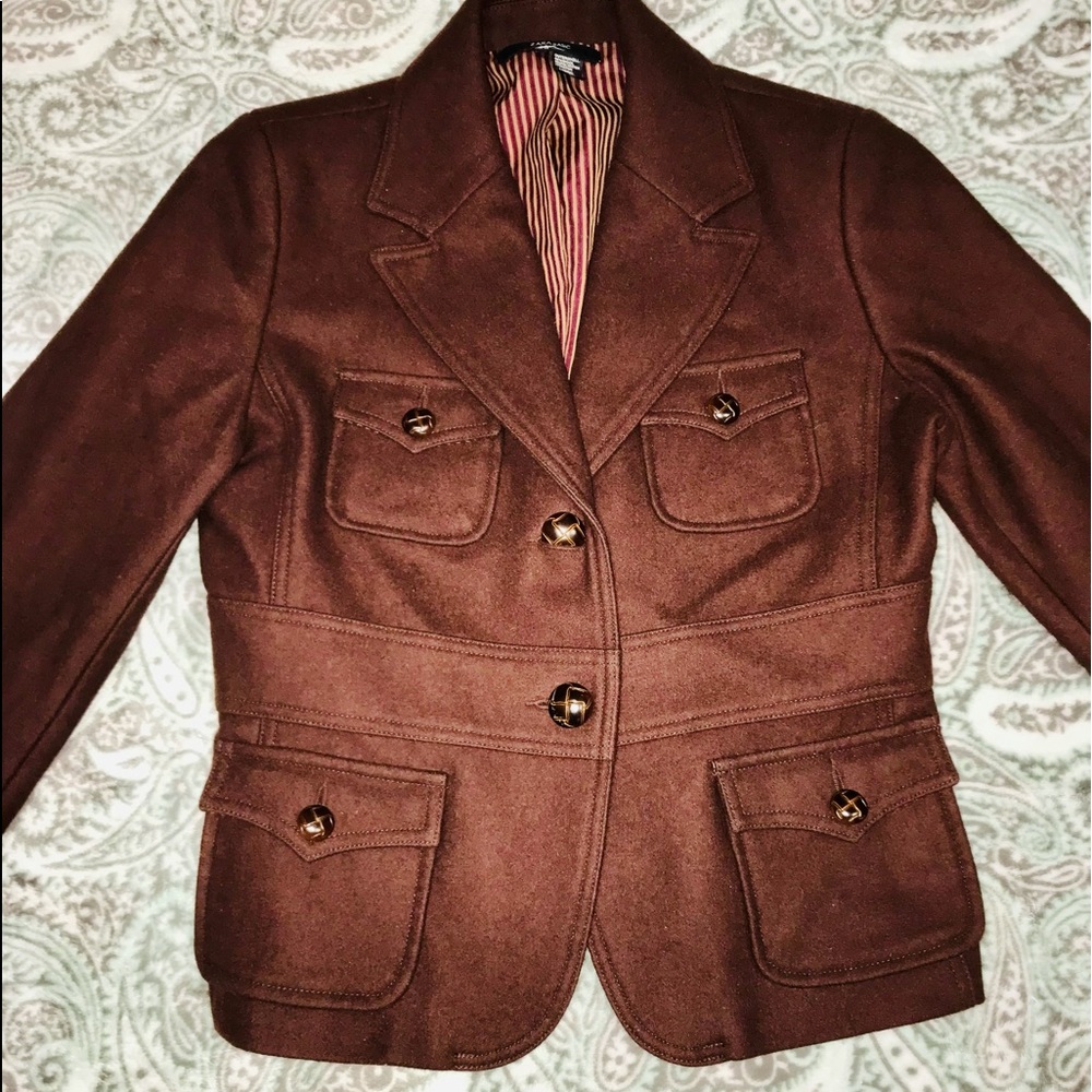 Zara Basic Cranberry Brown Wool Blend Jacket - image 6